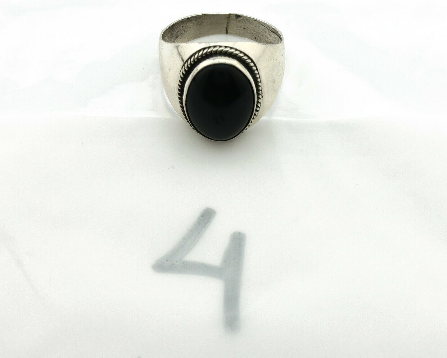 Navajo Ring .925 Silver Handmade Black Onyx Native American Artist C.80's