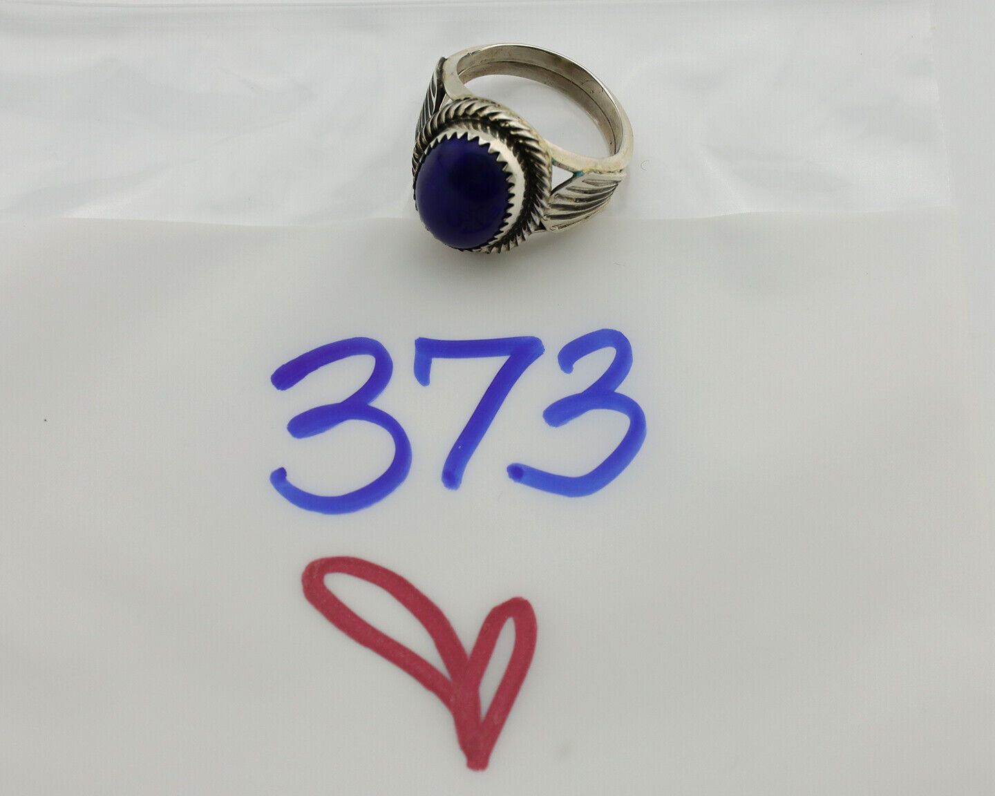 Navajo Ring 925 Silver Natural Handmade Natural Lapis Native American Artist C80