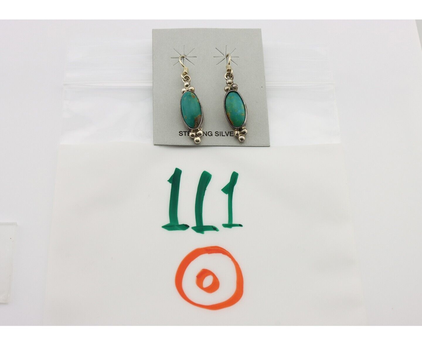 Navajo Earrings 925 Silver Blue Gem Turquoise Native American Artist C.80's