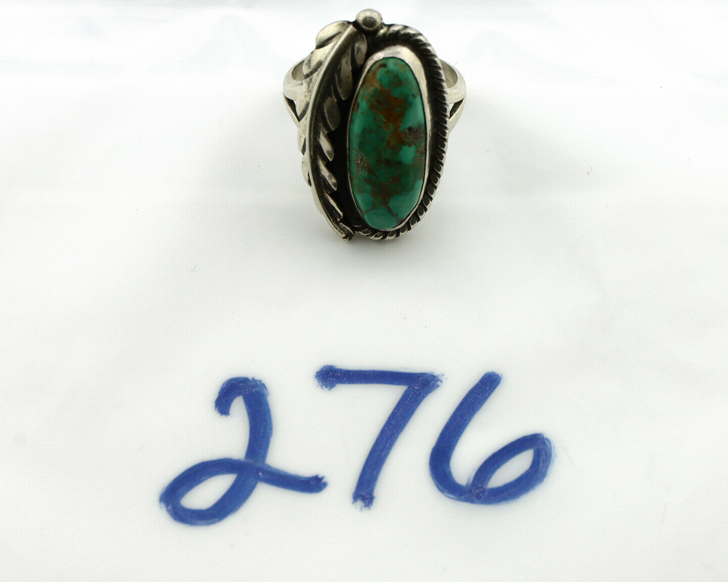 Navajo Ring .925 Silver Manassas Turquoise Signed Artist Apache C.80's