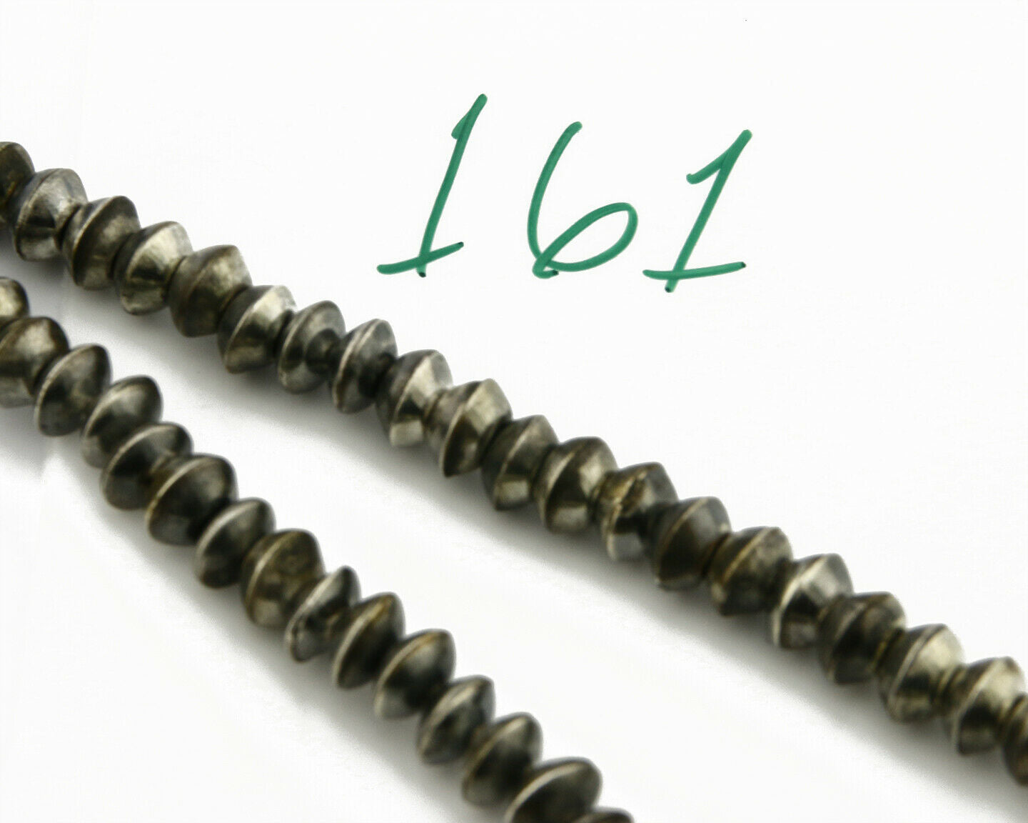 Old Navajo Handmade Bead Necklace 8-8.2mm Wide 28 in Long .925 Silver