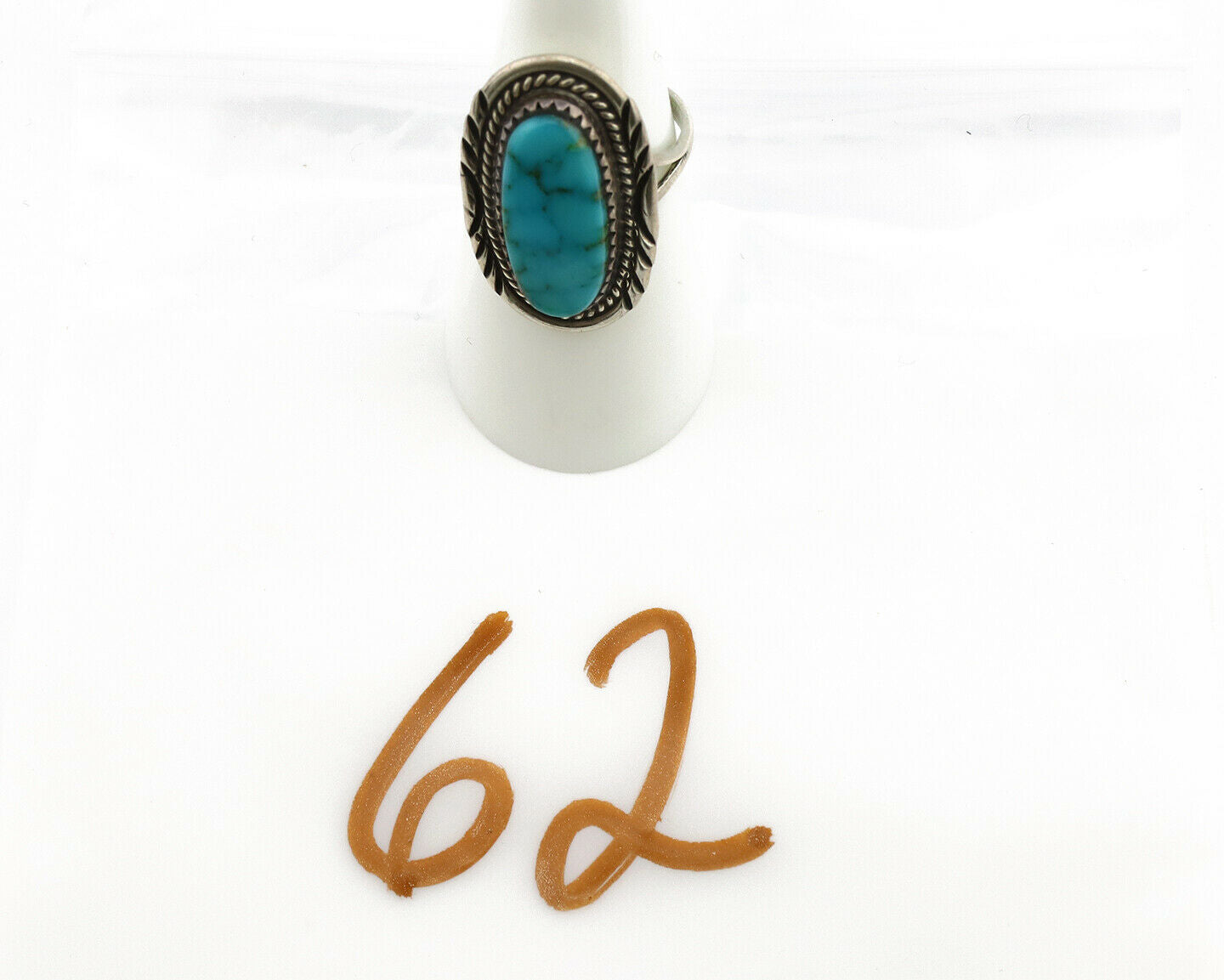 Navajo Ring .925 Silver Nevada Turquoise Native American Artist C.1980's