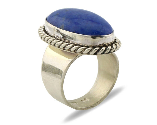 Navajo Ring 925 Silver Natural Lapis Artist Signed Wilbur Musket Jr C.80's