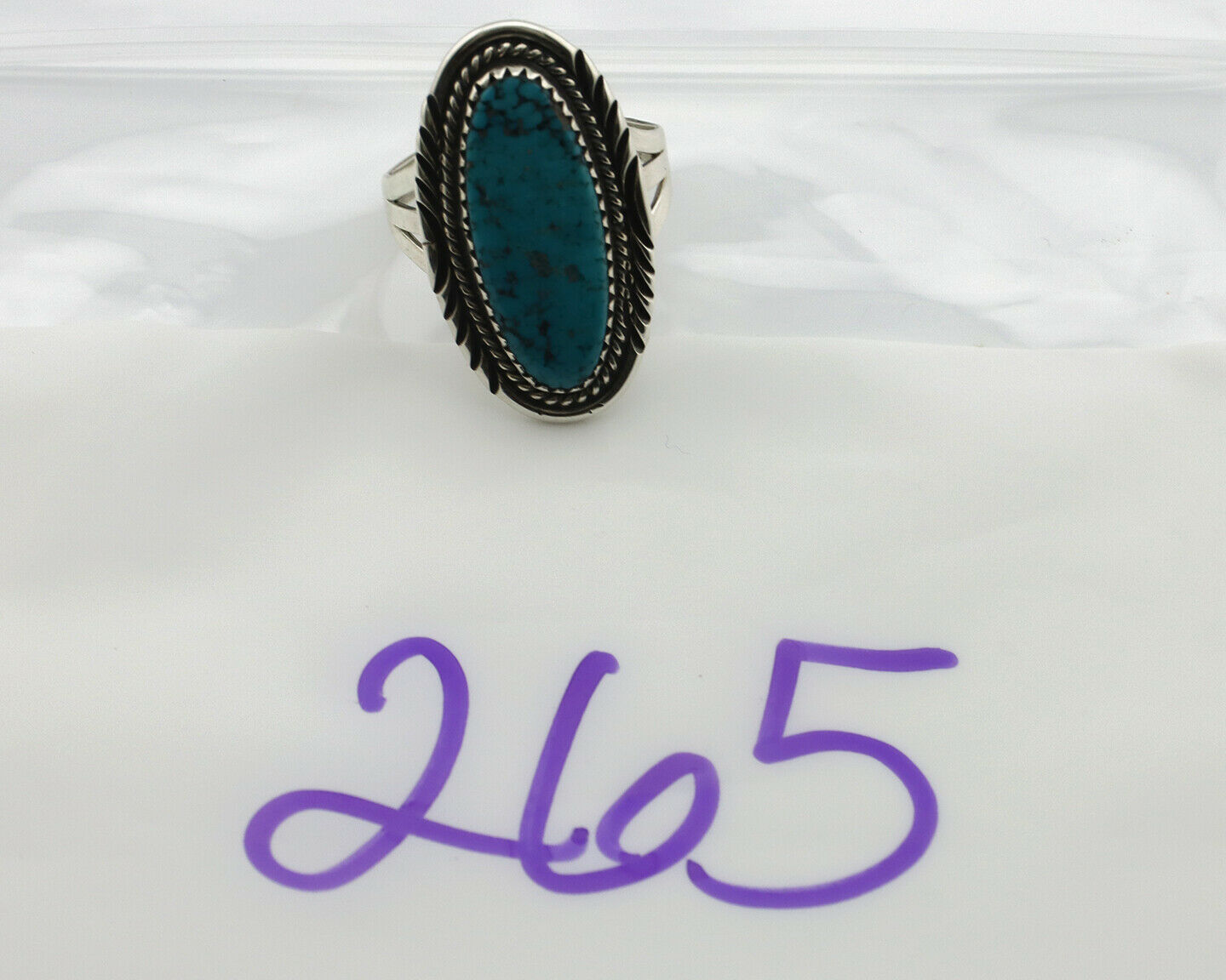 Navajo Ring .925 Silver Kingman Turquoise Native American Artist C.80's