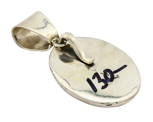 Navajo Pendant .925 Silver Blue Southwest Turquoise Signed Artist V C.80's