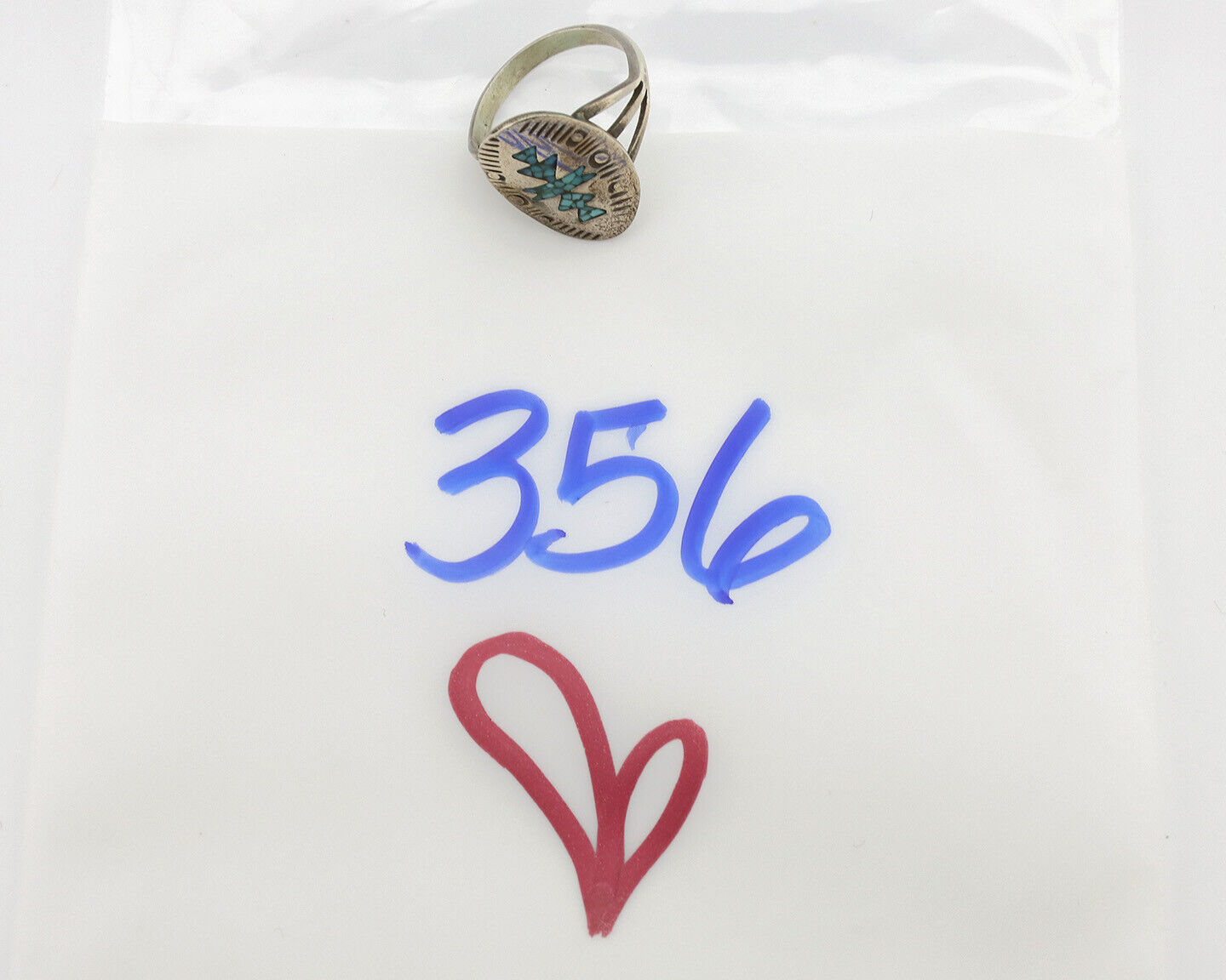 Navajo Ring 925 Silver Chip Inlay Turquoise Artist Signed NAKAI C.80's