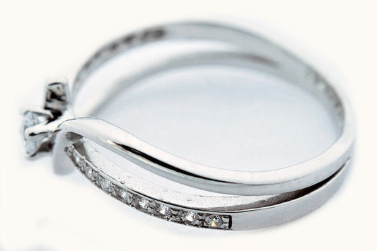 Diamond Wedding Solitaire w/ Accents Ring .25 ct Round Cut Solid 14k White Gold