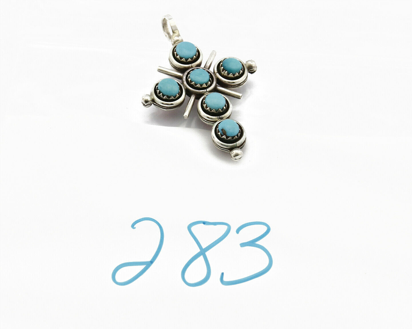 Zuni Natural Turquoise and Coral Reversible 925 Silver Handmade Pendant