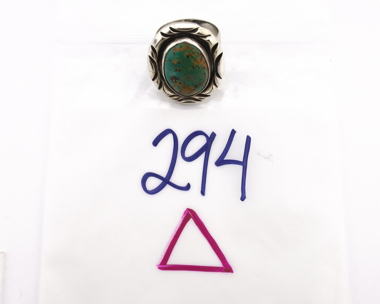 Men's Navajo Ring 925 Silver Kingman Turquoise Native Artist Signed C Montoya