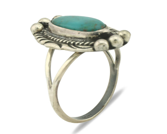 Navajo Ring .925 Silver Natural Turquoise Artist Signed Native American C.80's