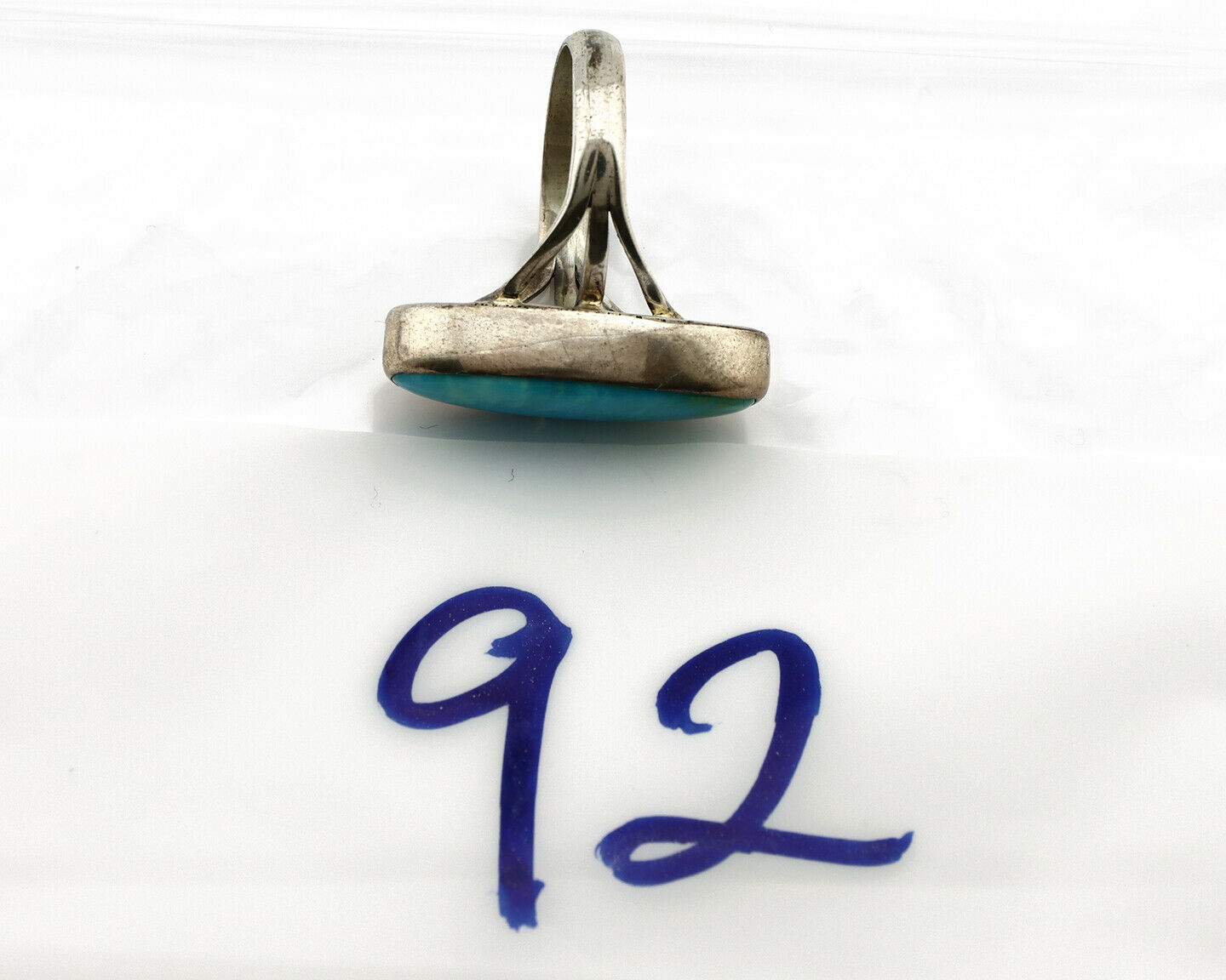 Navajo Ring .925 Silver Arizona Turquoise Native American Artist C80s