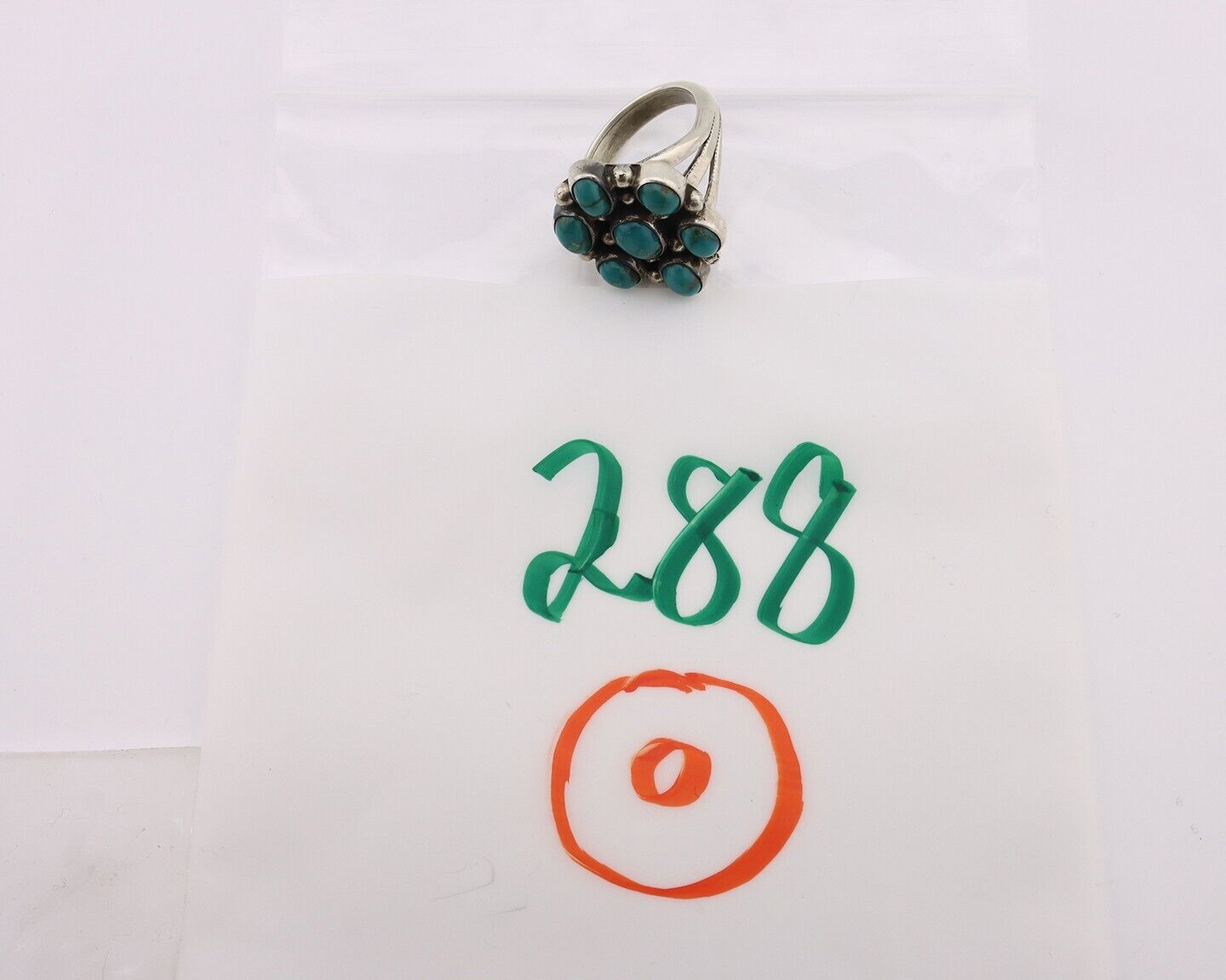 Navajo Ring .925 Silver Natural Blue Turquoise Artist Signed LP C.80's