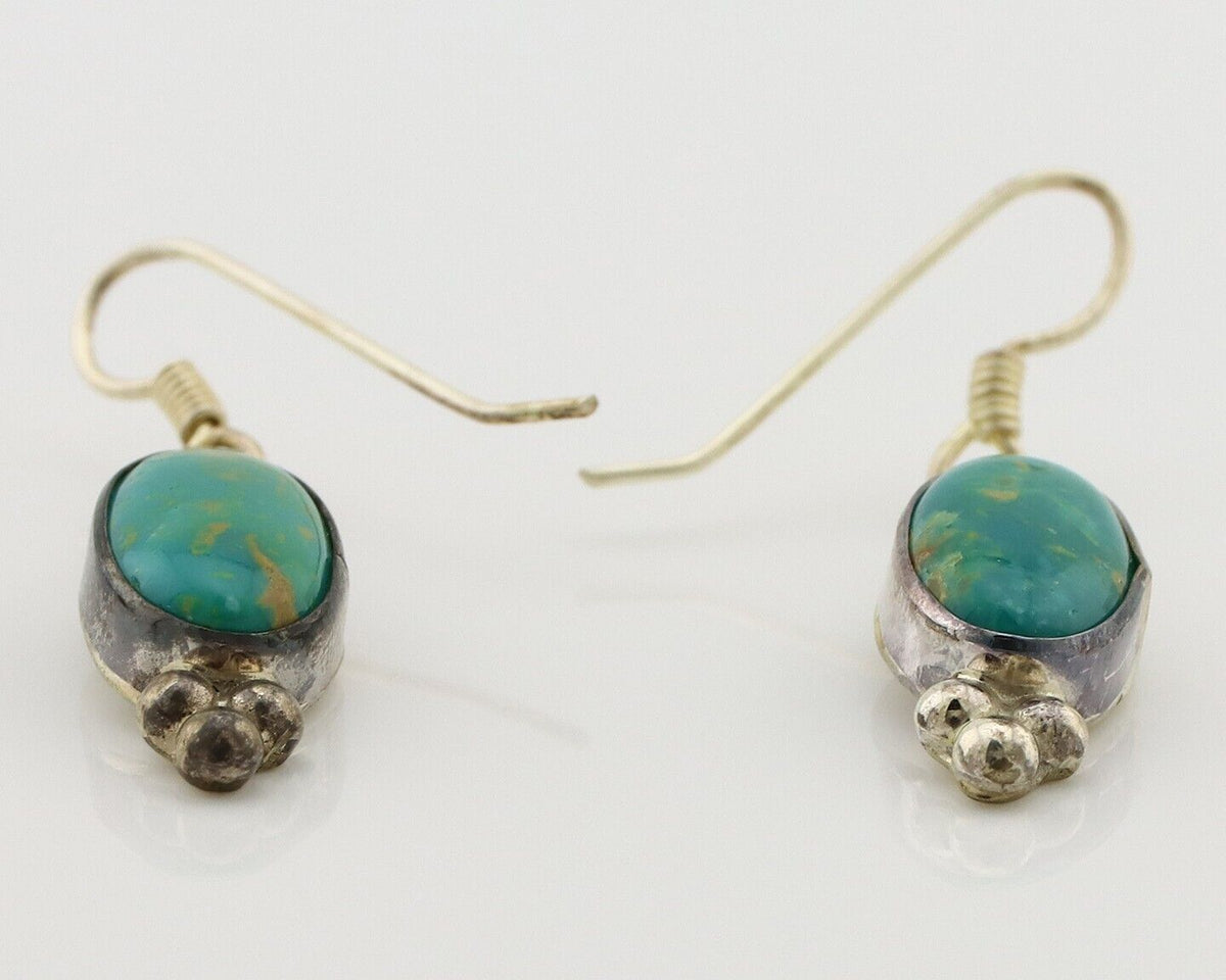 Navajo Earrings 925 Silver Blue Gem Turquoise Native American Artist C.80's