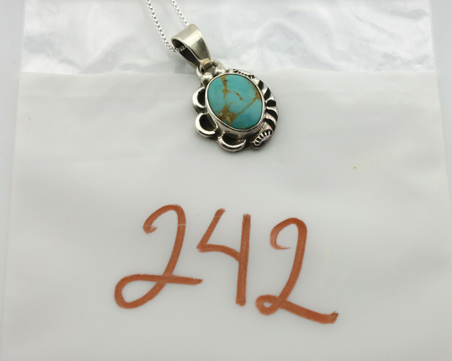 Navajo Pendant .925 Silver Kingman Turquoise Artist Signed Gecko C.80's