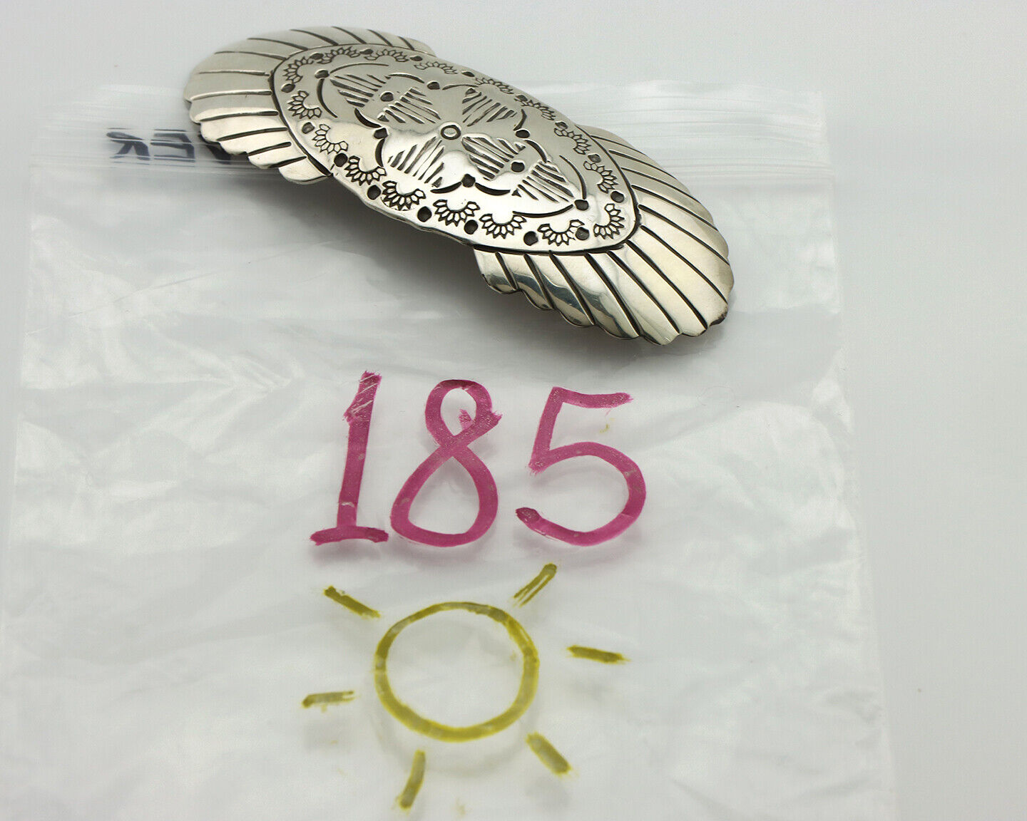 Navajo Hair Clip Barrette .925 Silver Hand Stamped Artist Signed C Montoya C80s