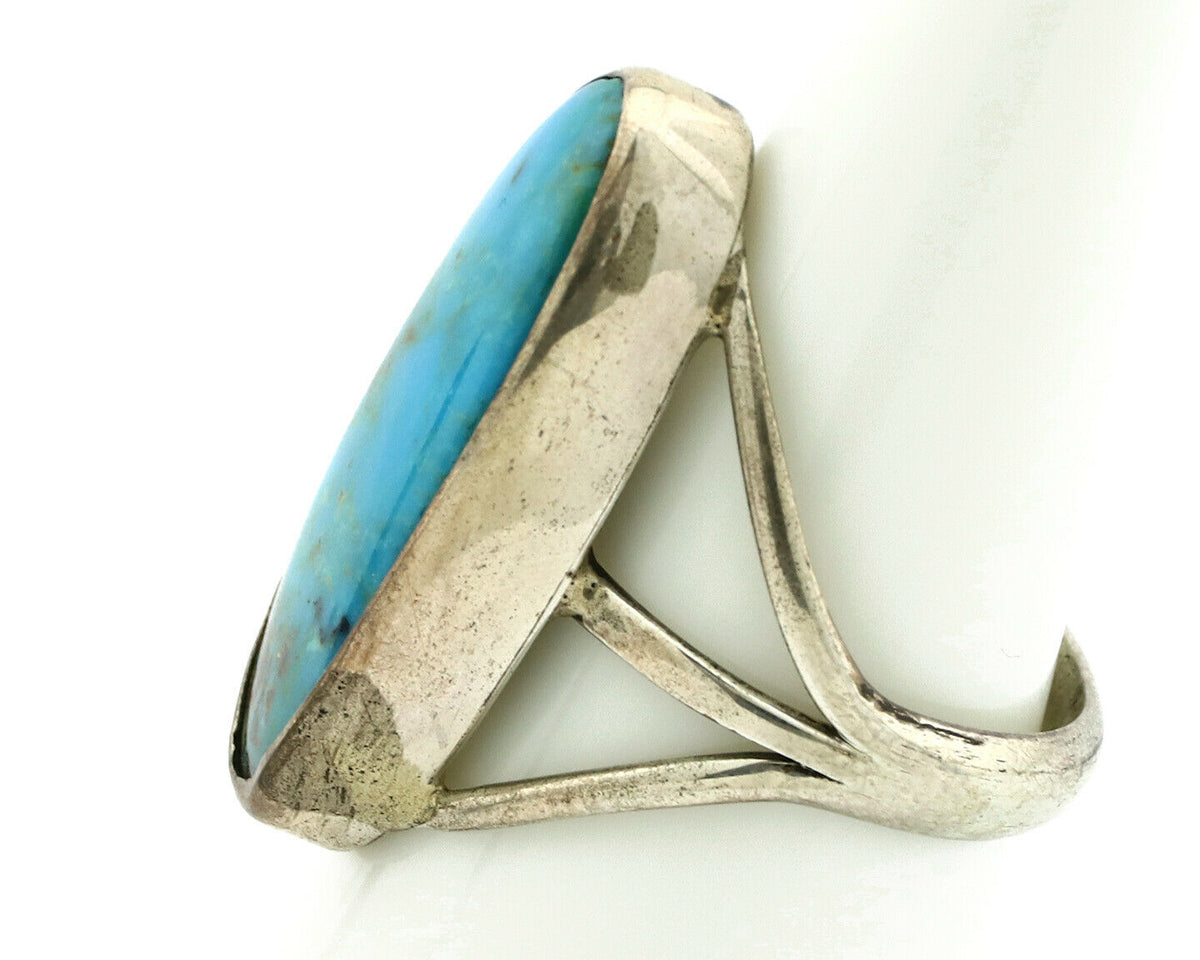 Navajo Ring .925 Silver Nevada Turquoise Native American Artist C.80's