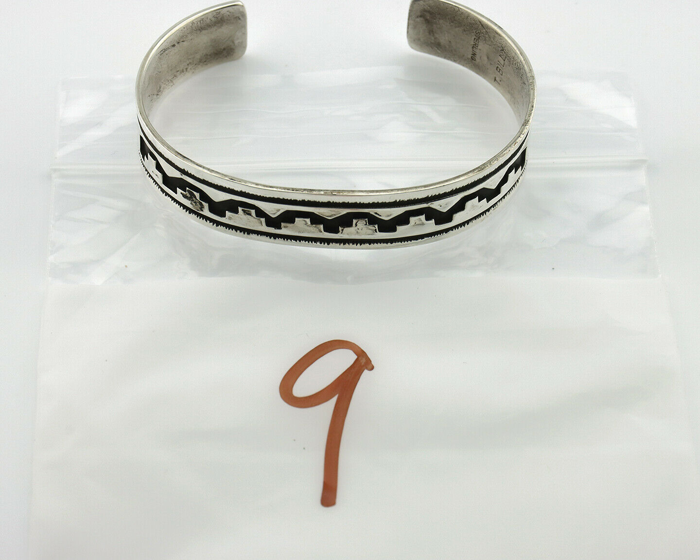 Navajo Bracelet .925 Silver Handmade Overlay Style Signed Tommy Billy Cuff C80s