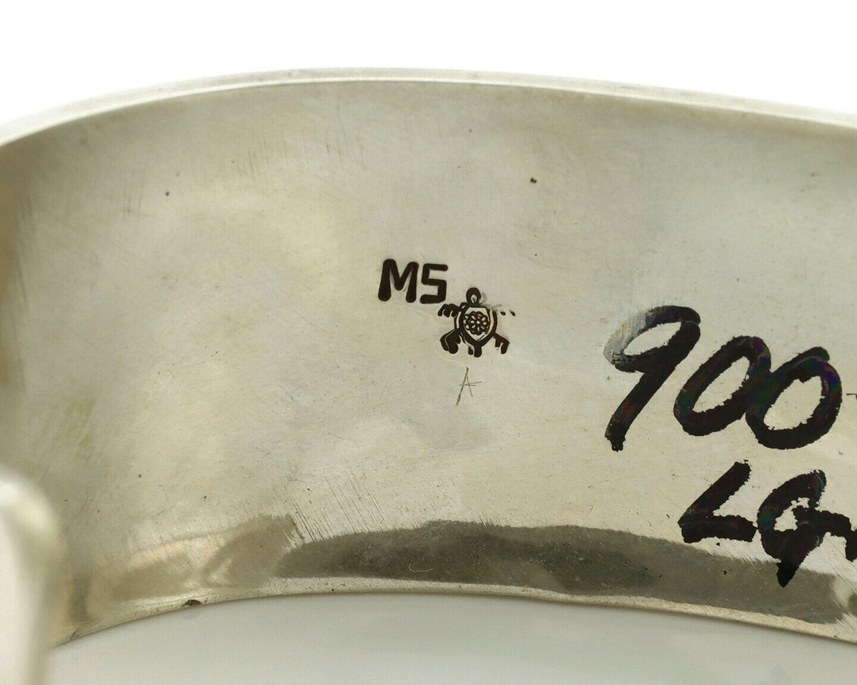Hopi Turtle Bracelet .925 Silver Artist Signed Mitchell Sockyma C.90's