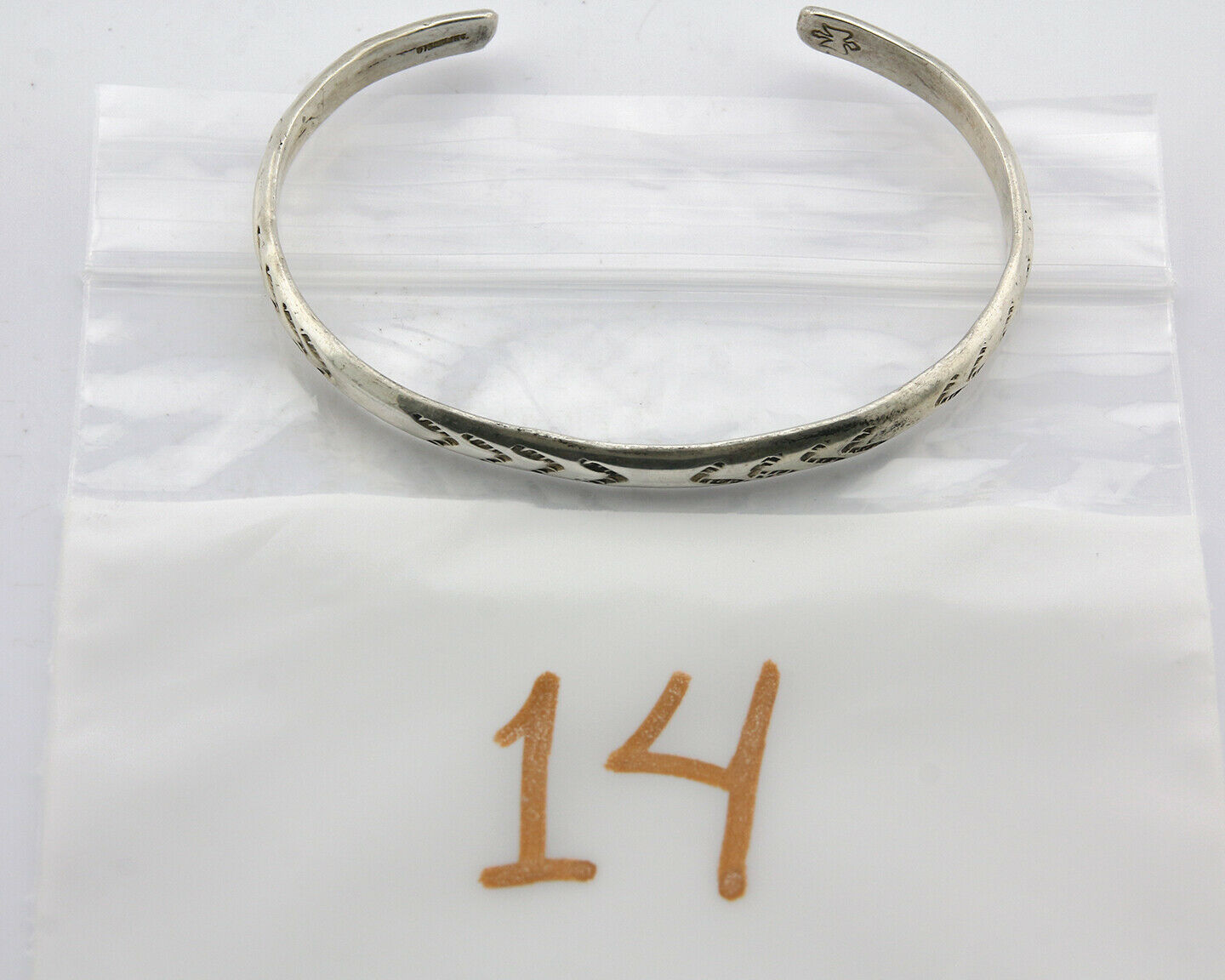 Navajo Bracelet .925 Silver Hand Stamped Arrow Head Artist Signed Montoya C.80's