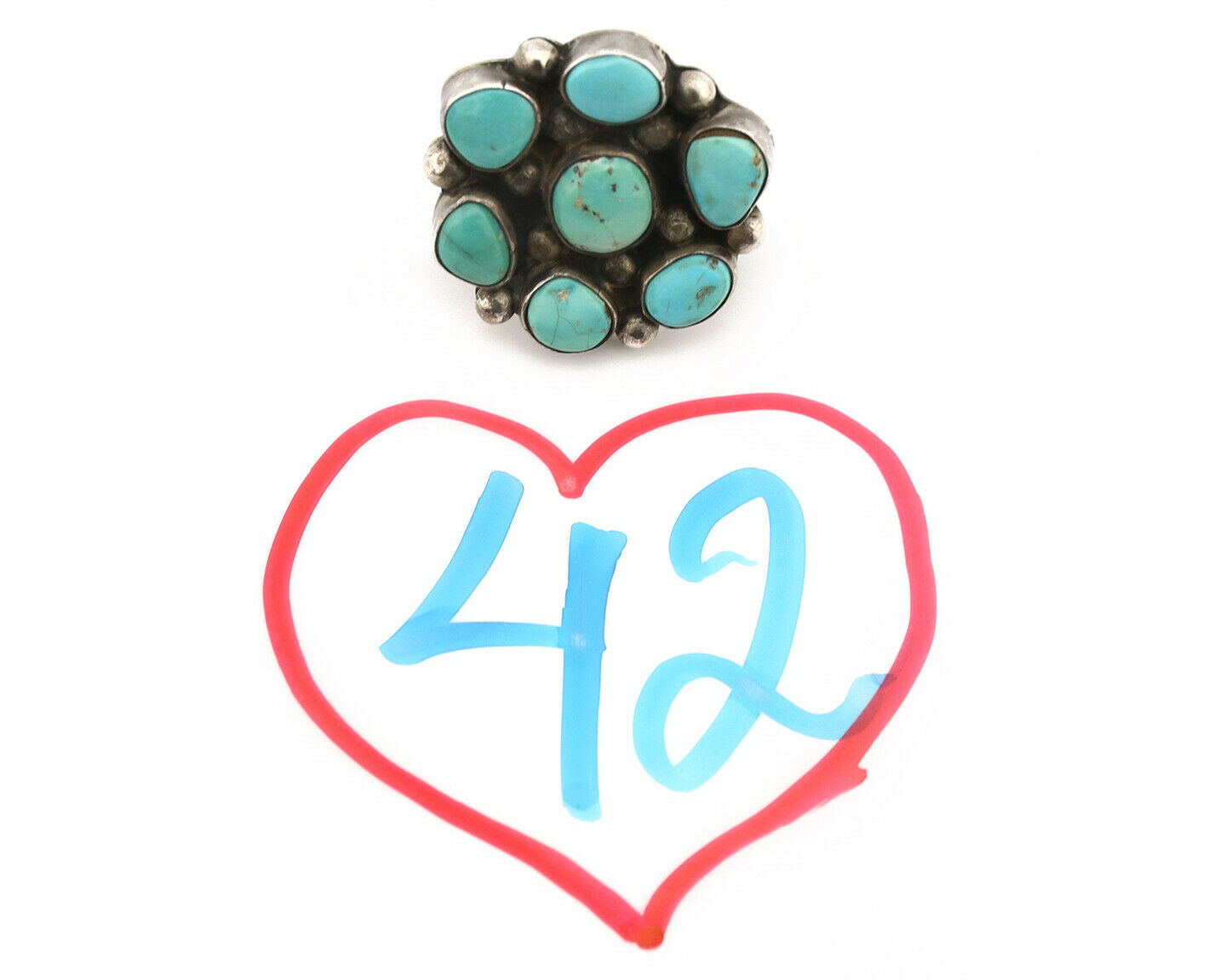 Navajo Ring .925 Silver Kingman Turquoise Artist Signed AG C.80's