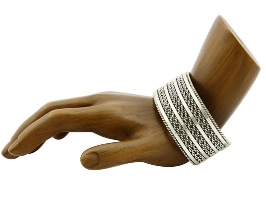 Women's Navajo Bracelet .925 Silver Hand Stamped Cuff Signed TAHE C.1980's