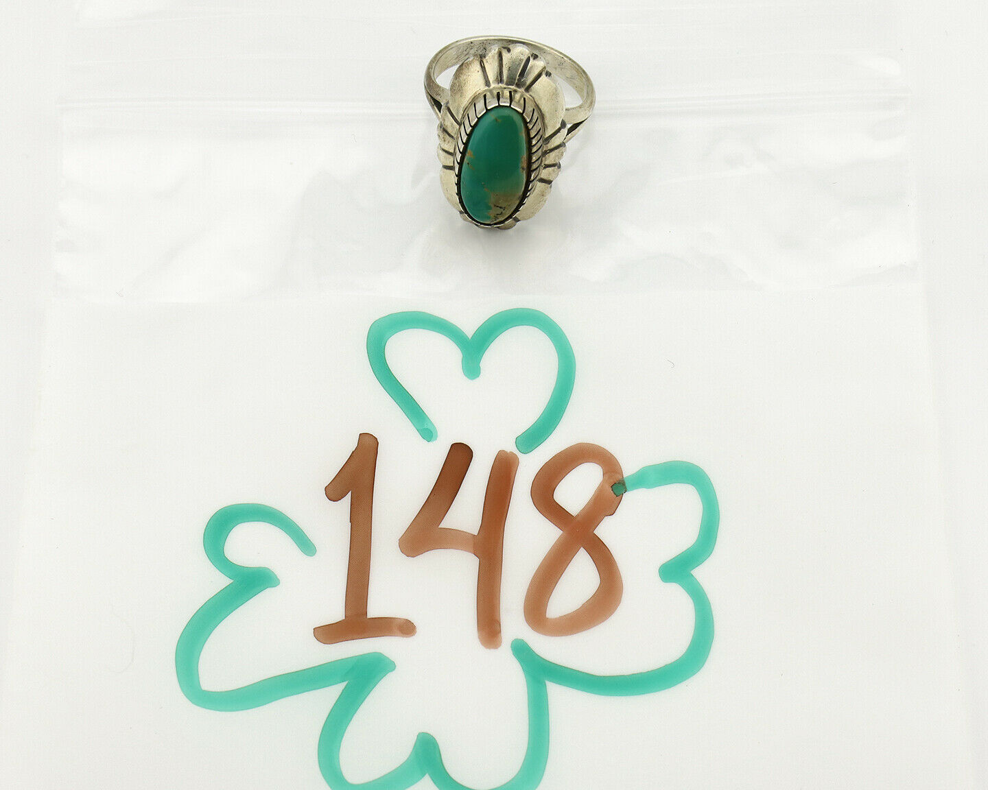 Navajo Ring 925 Silver Green Turquoise Artist Signed M Montoya C.80's