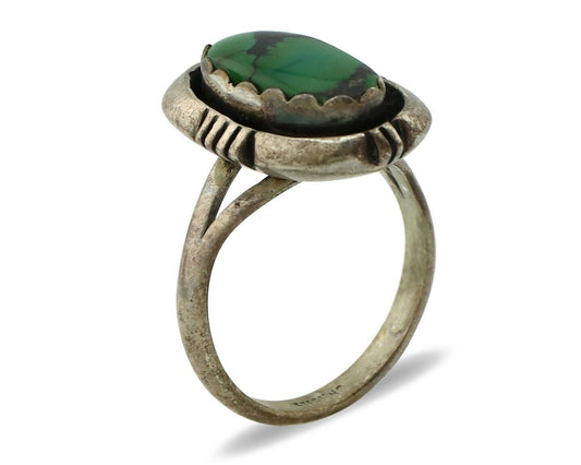 Navajo Ring 925 Silver Natural Aqua Turquoise Native American Artist C.80's