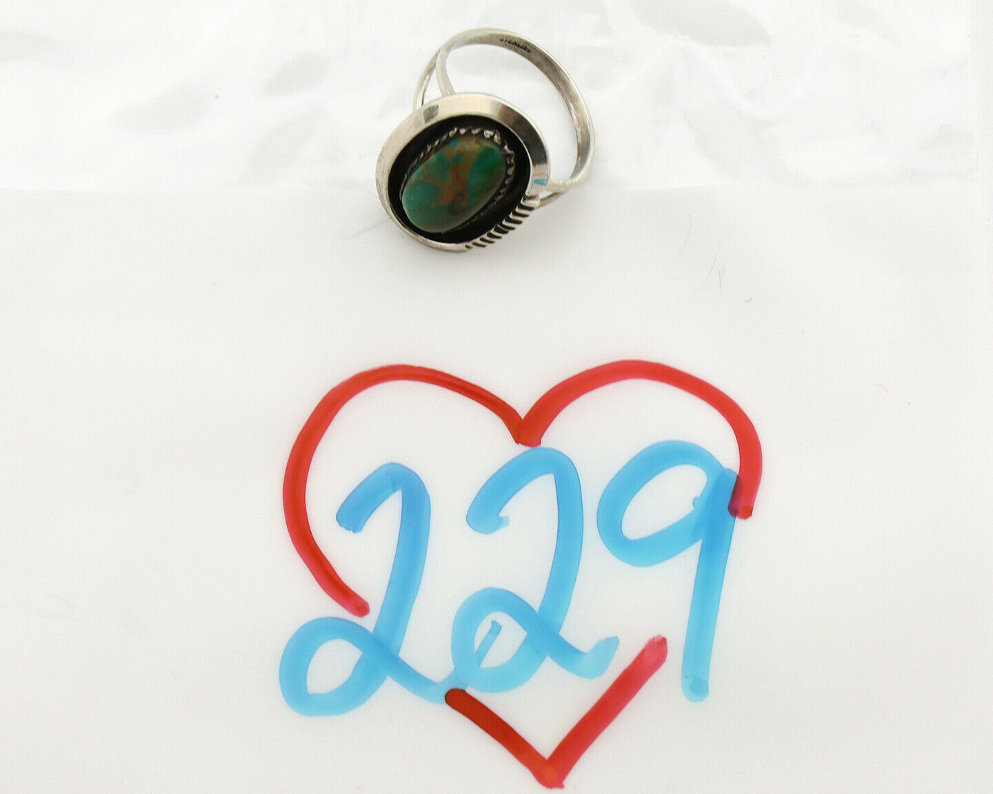 Navajo Ring .925 Silver Kingman Turquoise Native American Artist C.1980's