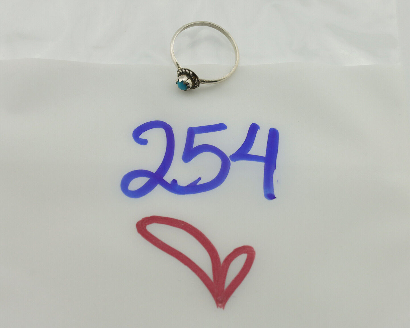 Navajo Ring .925 Silver Blue Turquoise Size 5.0 Native Artist C.1980s