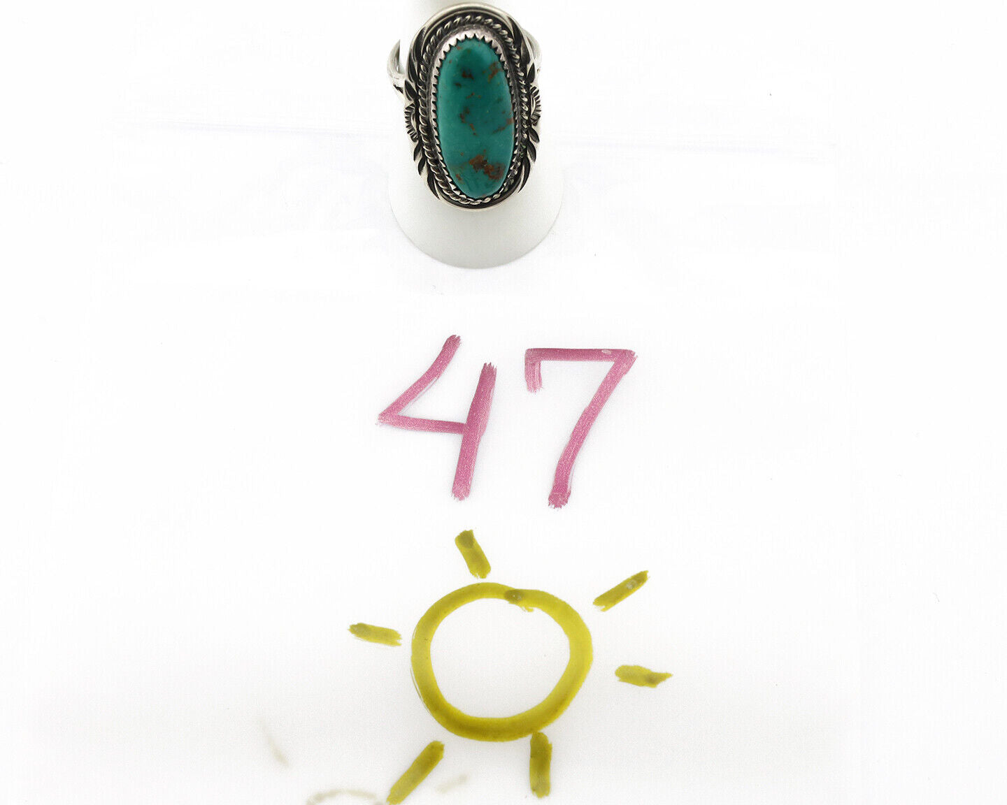 Navajo Ring 925 Silver Natural Blue Turquoise Native American Artist C.1980's