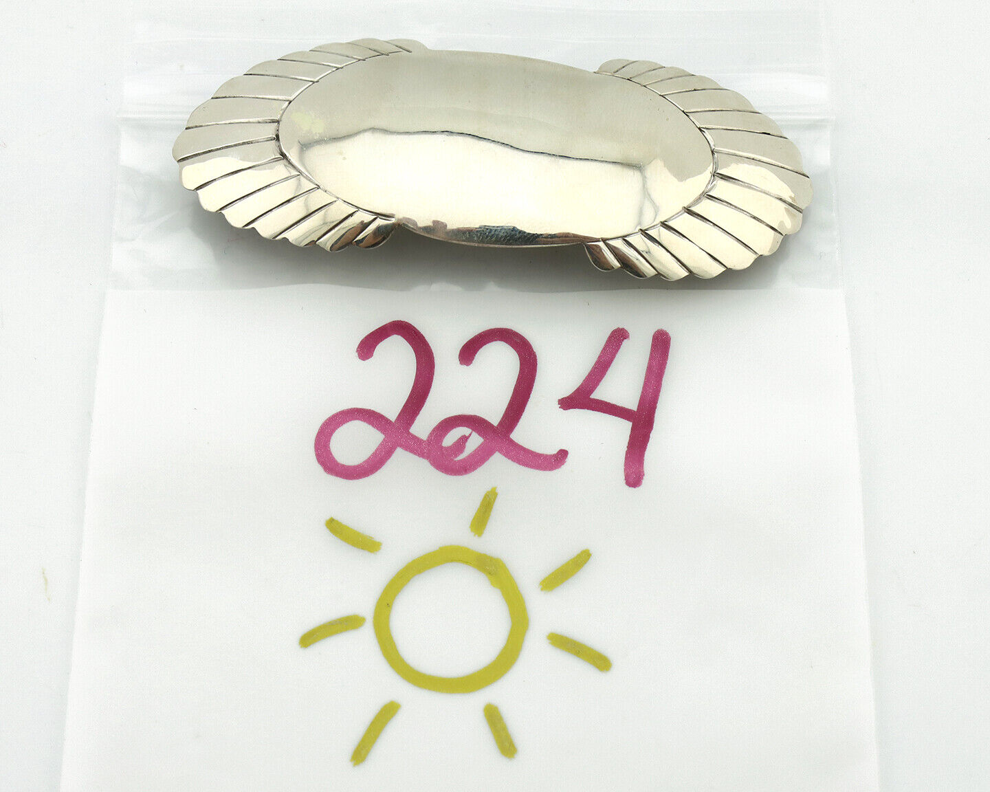 Navajo Hair Clip Barrette .925 Silver Hand Stamped Artist Signed C Montoya C80s