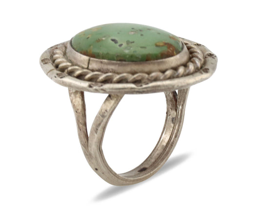 Navajo Ring .925 Silver Green Turquoise Native Artist C.80's