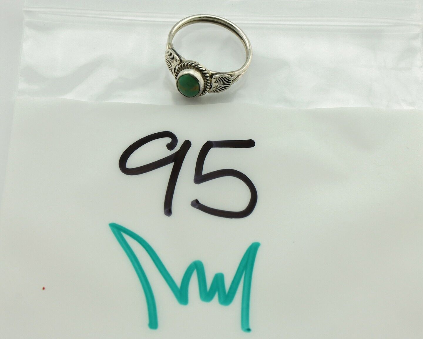 Navajo Ring 925 Silver Natural Blue Turquoise Native Artist C.80's