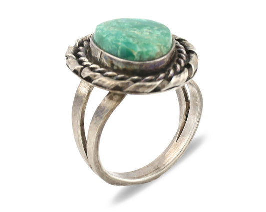 Navajo Ring .925 Silver Green Turquoise Native Artist C.1980's