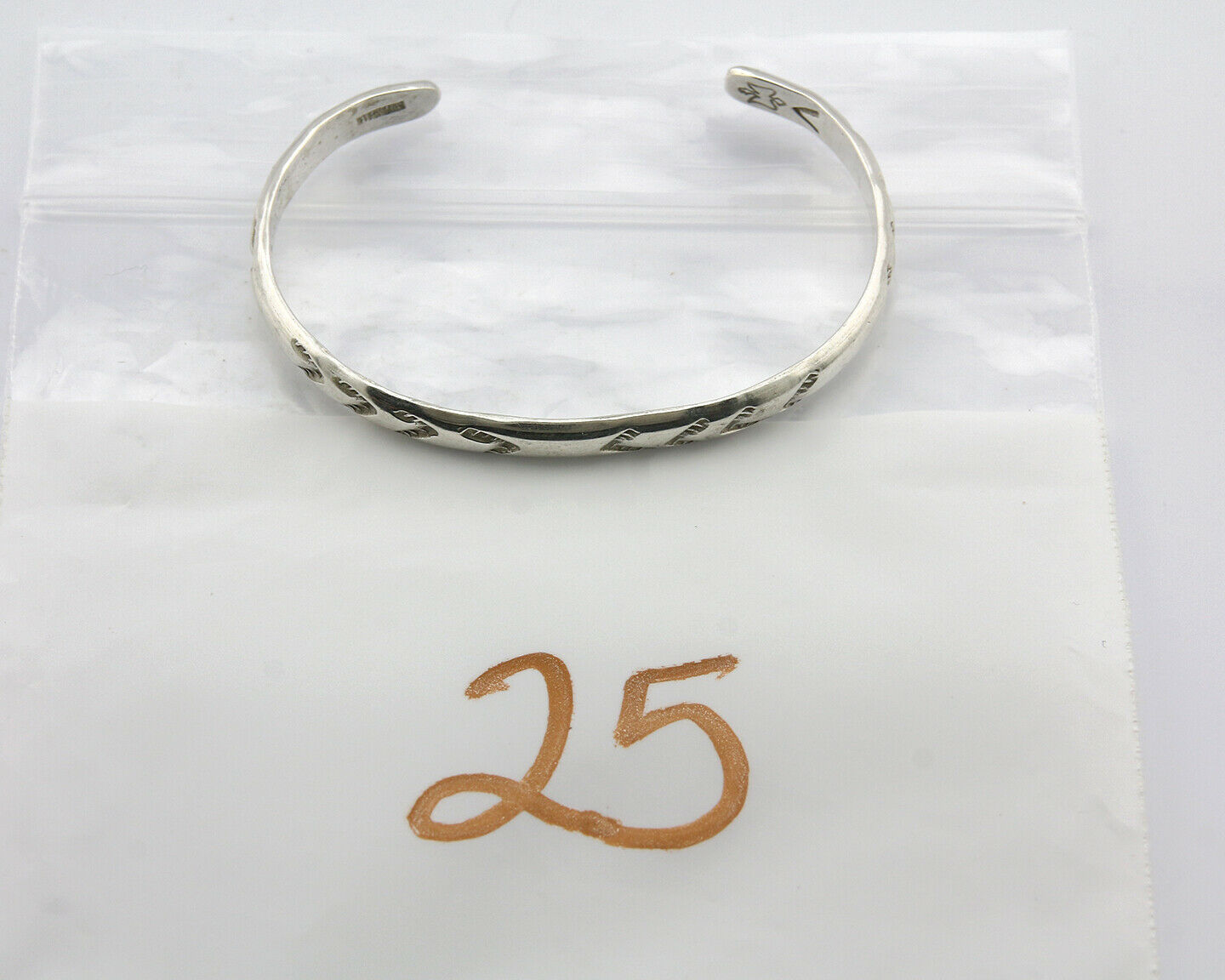 Navajo Bracelet .925 Silver Hand Stamped Arrow Head Artist V Montoya C.80's