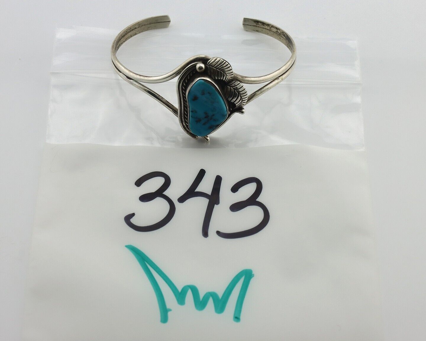 Navajo Bracelet 925 Silver Sleeping Beauty Turquoise Native Artist C.80's