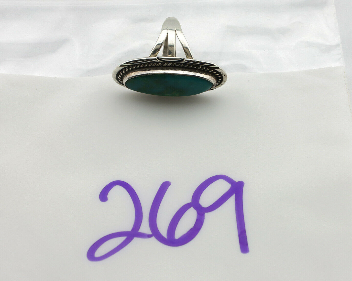 Navajo Ring .925 Silver Kingman Turquoise Native American Artist C.80's