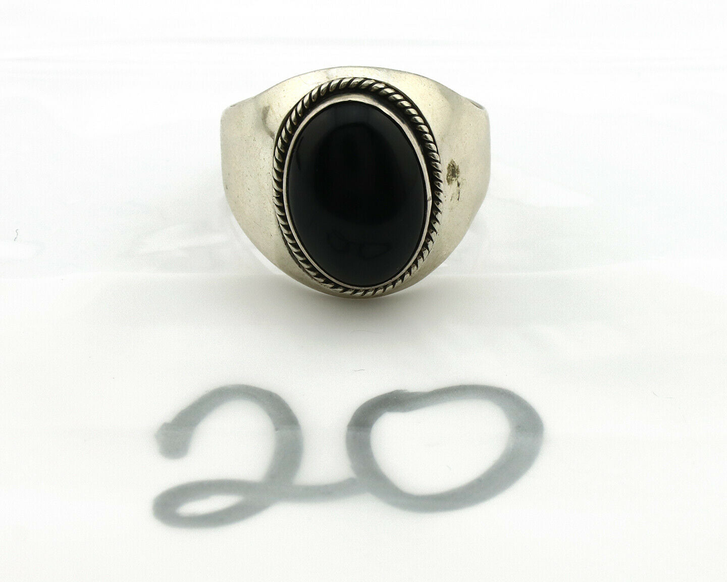 Navajo Ring .925 Silver Handmade Black Onyx Native American Artist C.80's