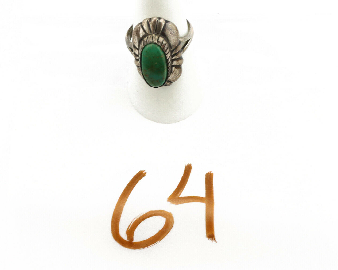 Navajo Ring .925 Silver Natural Whole Turquoise Artist M Montoya C.1980's