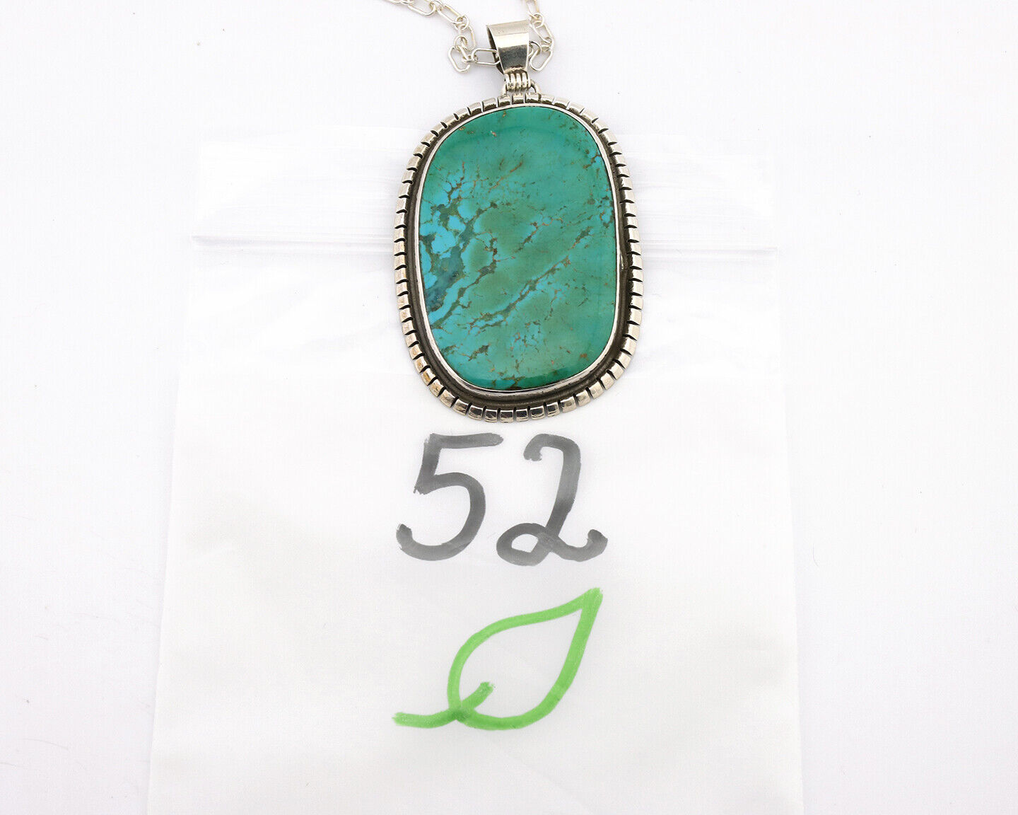 Navajo Necklace 925 Silver Natural Green Turquoise Native Artist Signed C.80's