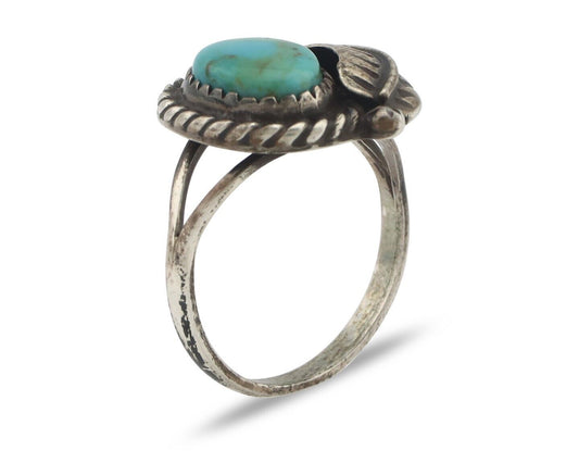 Navajo Handmade Ring 925 Silver Kingman Turquoise Native Artist C.80's