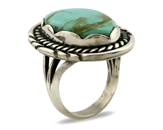 Navajo Ring .925 Silver Turquoise Mountain Apache MFG C.80's