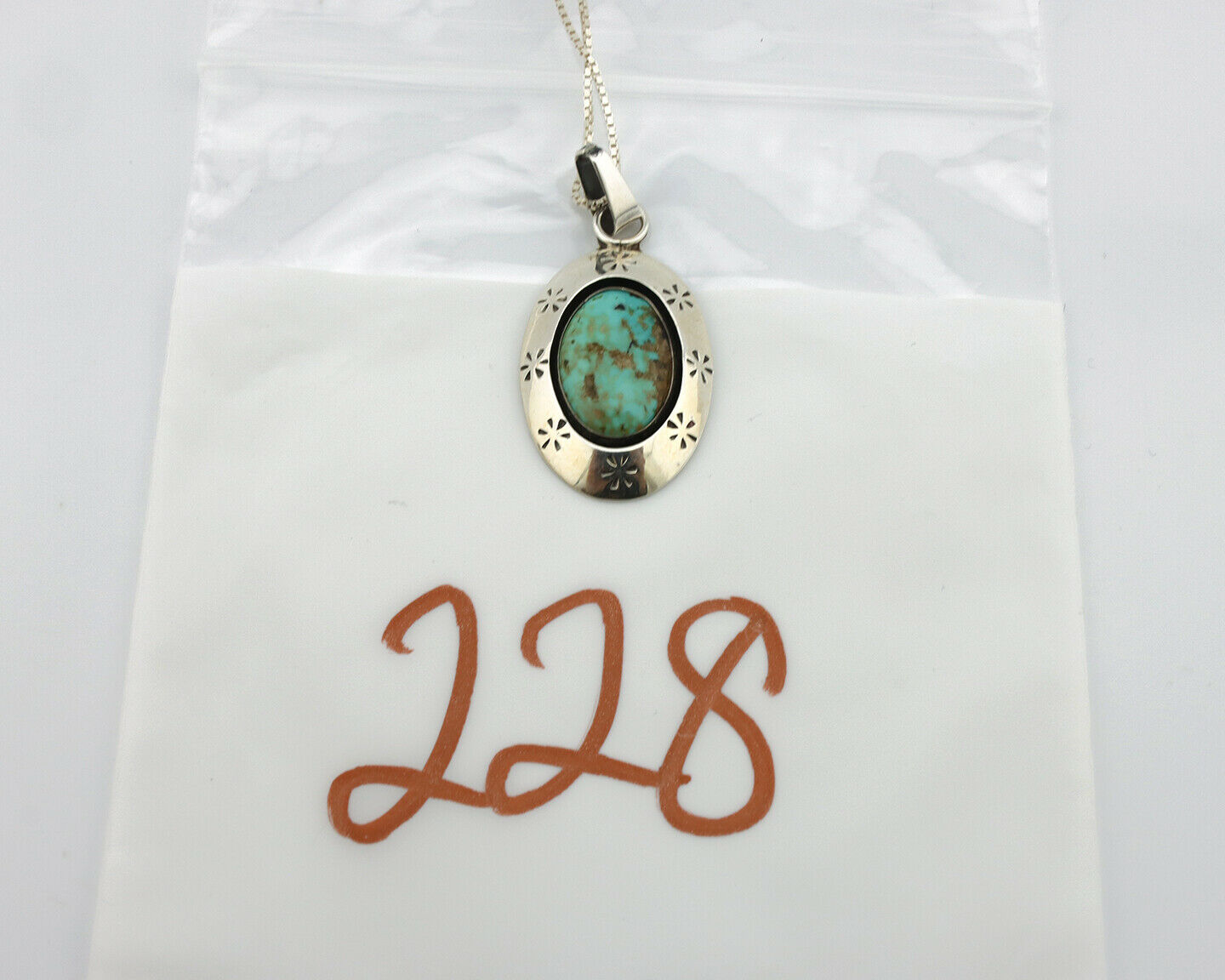 Navajo Pendant .925 Silver Kingman Turquoise Native American C.80's