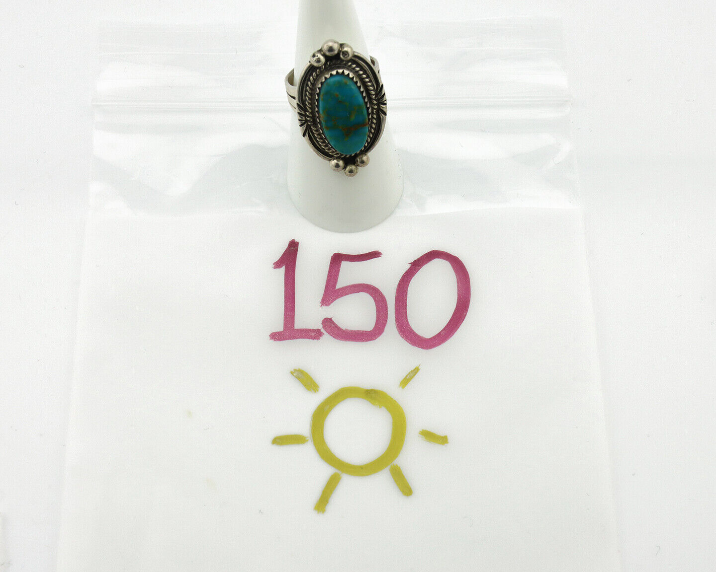 Navajo Ring 925 Silver Southwest Blue Turquoise Artist Signed Begay C.80's