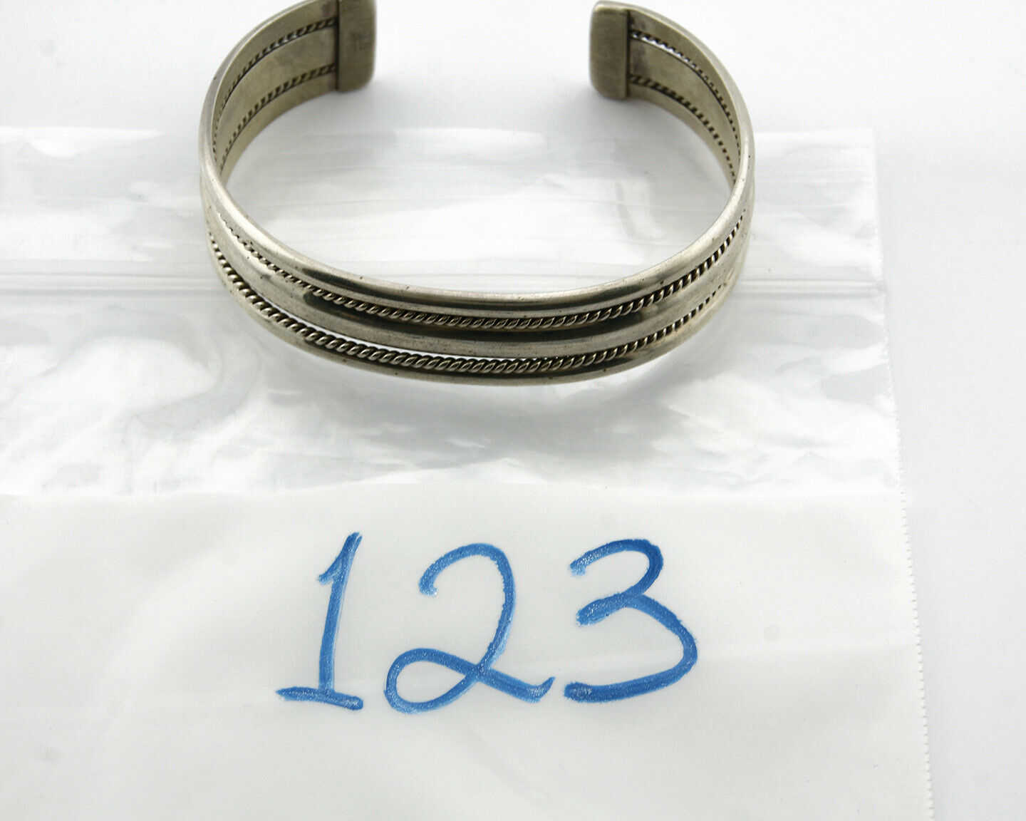 Navajo Bracelet .925 Silver Handmade Hand Stamped Signed Artist TAHE Circa 1980s