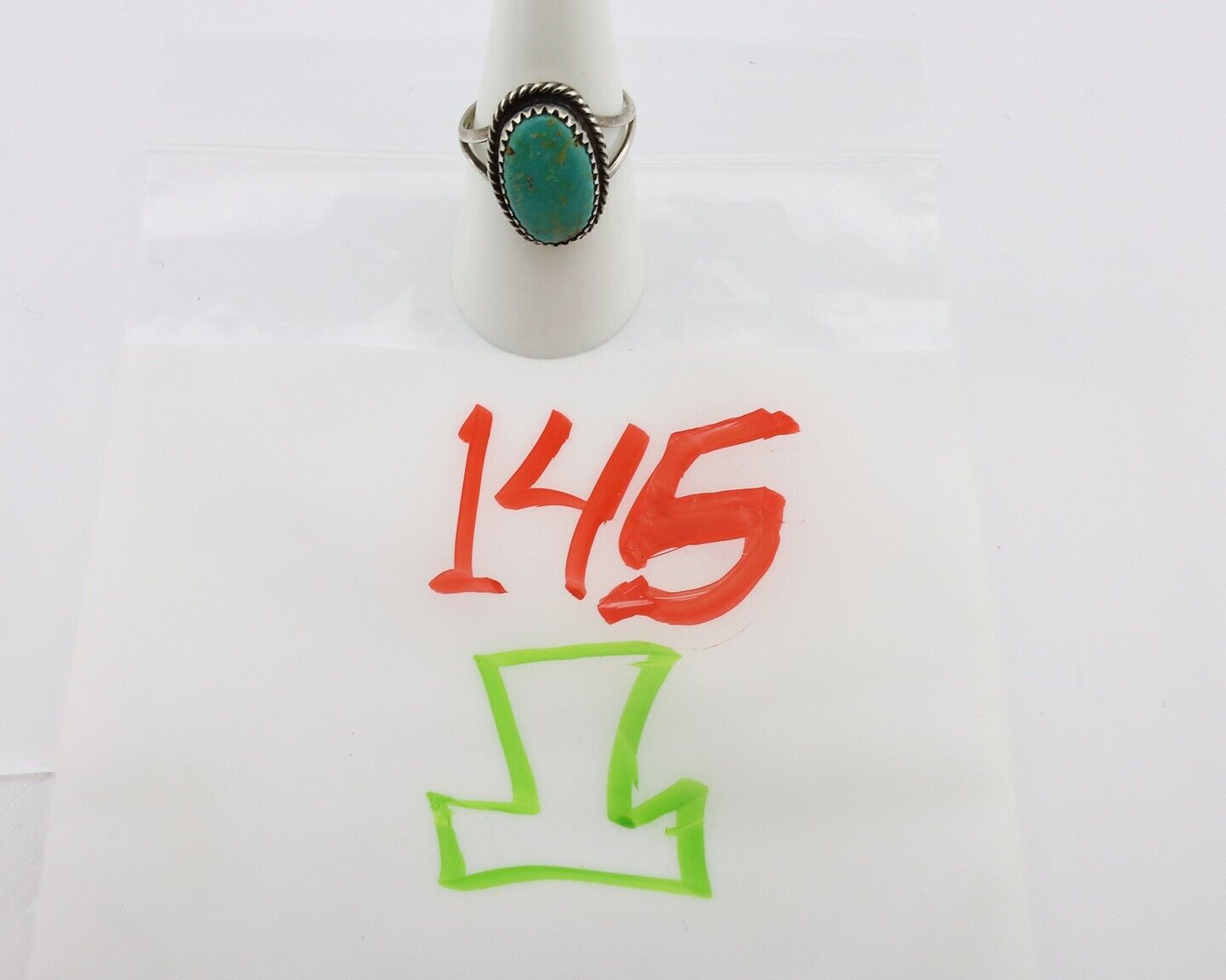 Navajo Handmade Ring 925 Silver Kingman Turquoise Artist Signed MC C.80's