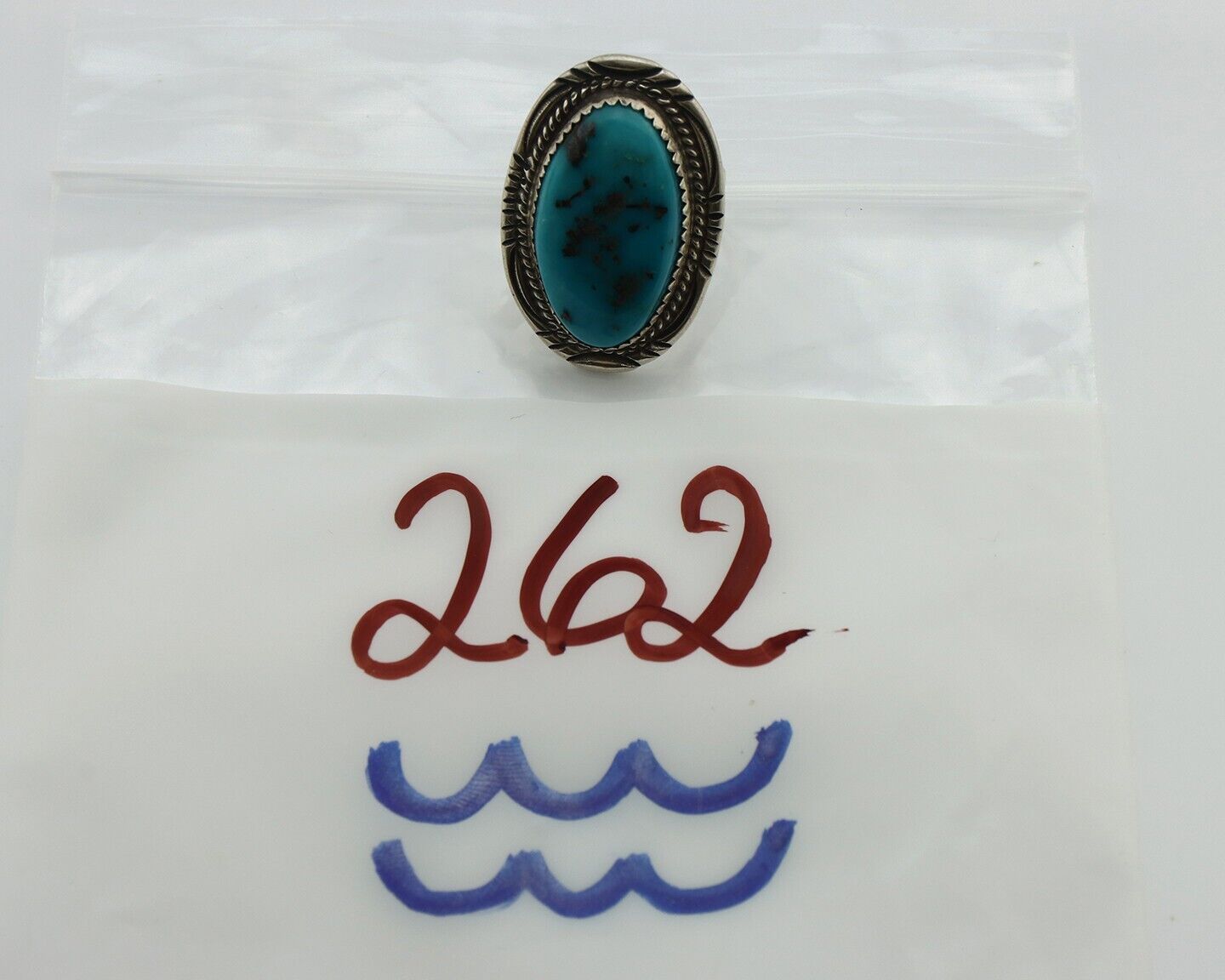 Navajo Ring 925 Silver Natural Blue Turquoise Native American Artist C.80's