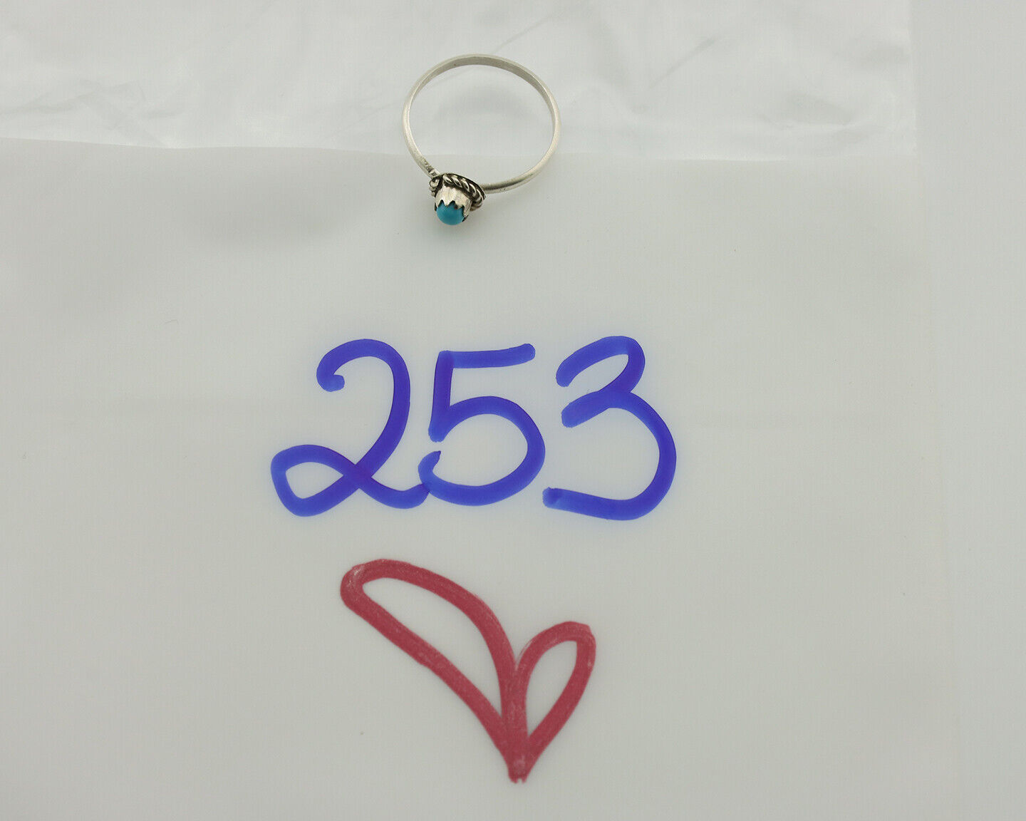 Navajo Ring .925 Silver Blue Turquoise Size 4.75 Native Artist C.1980s