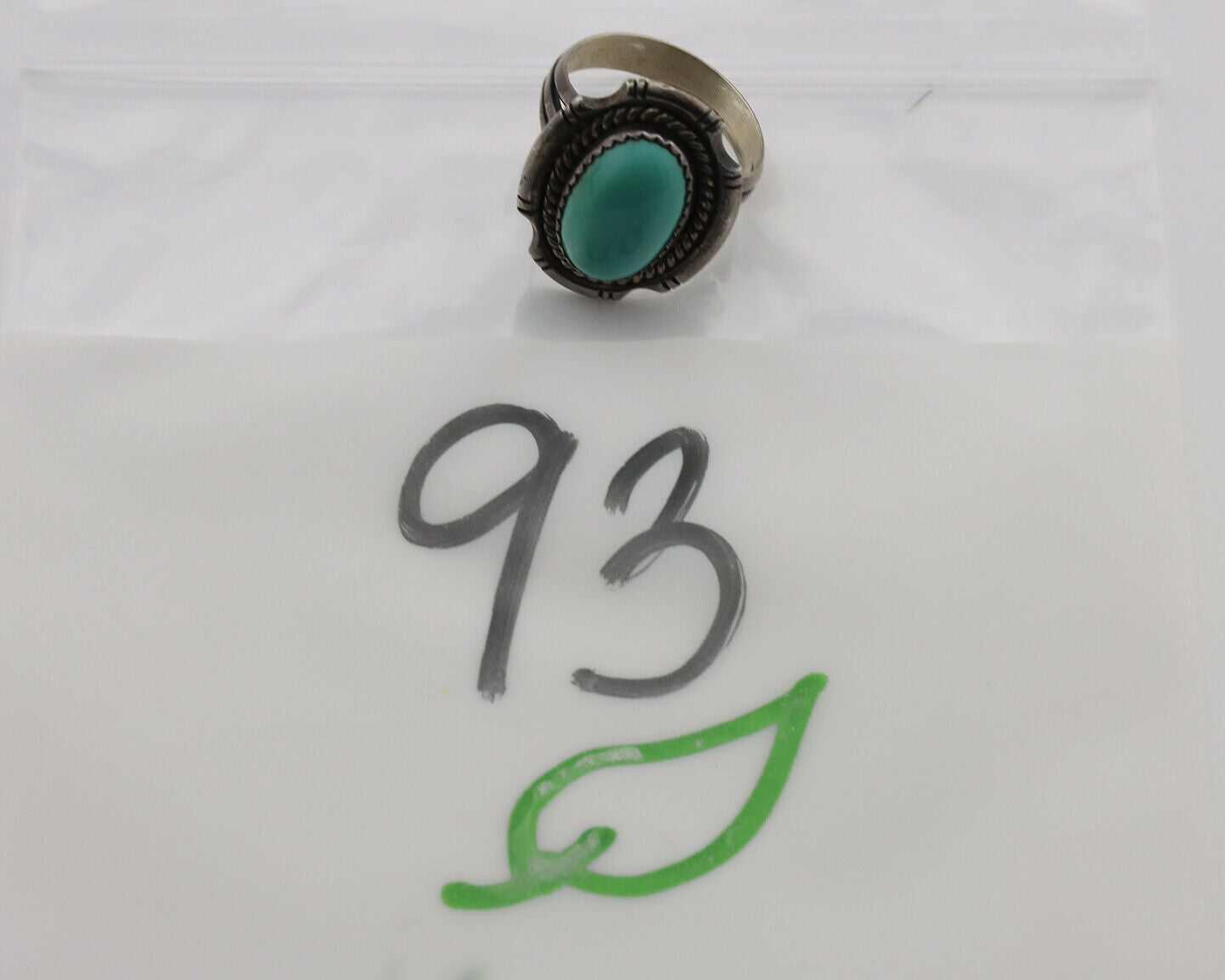 Navajo Ring .925 Silver Sleeping Beauty Turquoise Native Artist C.1980s