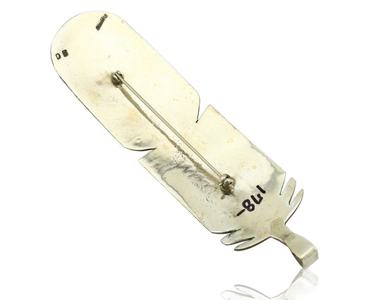 Navajo Hair Clip Barrette 925 Silver Hand Stamped Native Artist Signed BD C.80's